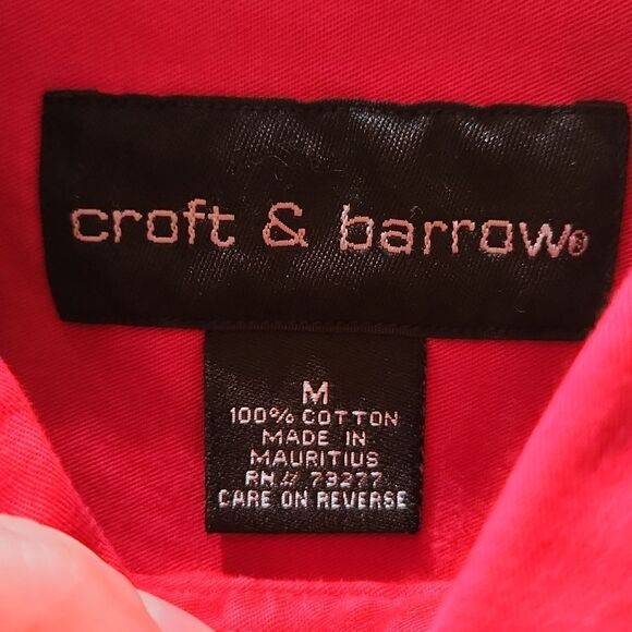 Croft & Barrow Long Sleeve Button Down Cotton Casual Shirt, Medium, Red - Picture 8 of 8